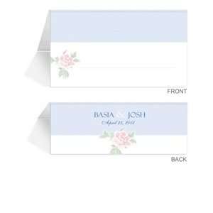   225 Personalized Place Cards   Roses Baby Pink & Blue