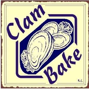  Clam Bake Vintage Metal Art Beach Seafood Retro Tin Sign 