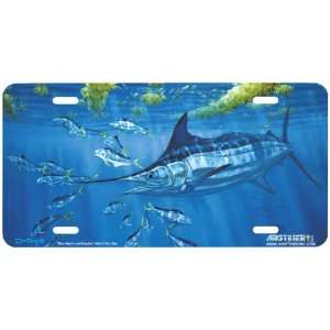 5004 Blue Marlin and Dolphin License Plate Car Auto Novelty Front 