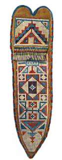 SIOUX BEADED BAG POUCH Native American QUILLED LEATHER PURSE Rare 
