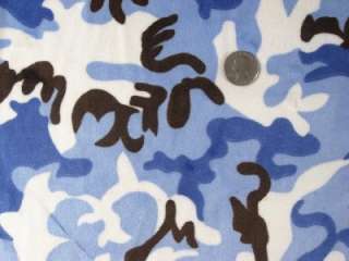 MINKY FABRIC CAMOUFLAGE CAMO BLUE BROWN CUDDLE KNIT BABY SEWING 60 