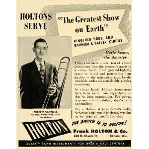  1952 Ad F. Holton Ringling Barnum Bailey Circus Trumpet 
