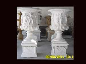 MONUMENTAL HAND CARVED MARBLE CLASSICAL URNS MU25  