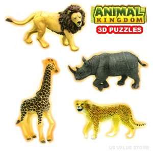  Zoo 3D Puzzles, Lion, Giraffe, Rhino and Cheetah Toys 