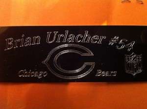 Chicago Bears  Brian Urlacher  1.25 x 3.5 Inch Engraved Logo Display 