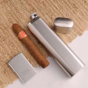  Personalized Cigar Case Flask with Zippo Lighter Kitchen 