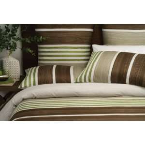  3 piece Green Brown Wood Stripes Printed Cotton Comforter 