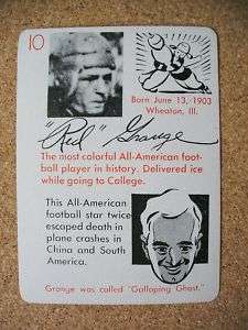   Autographs Game Card Red Grange Chicago Bears University of Illinois