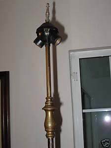 ANTIQUE MISSION FLOOR LAMP HAMMERED IRON AND BRASS  