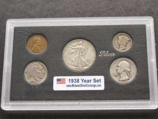 1938 UNITED STATES FIVE COIN SILVER YEAR SET  