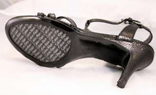 CALVIN KLEIN Sz 8.5M Heels Sandals Black Strappy RAJAH Pebble Leather 