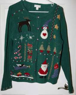 Ugly Christmas Sweater Holiday Jumper Sz L Northern Isles Santa 