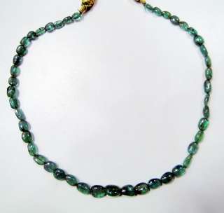 Emerald gemstone strand necklace beads uncut 110 ct  