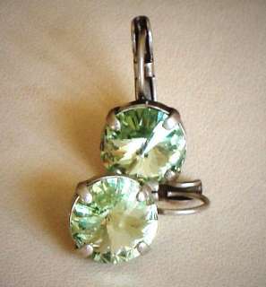 Swarovski crystal green chrysolite rivoli earrings 10mm  