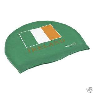New AQUALIS Green Silicone Ireland Irish Flag Swim Cap  