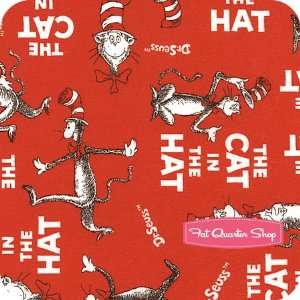 Flannel Dr. Seuss Red Cat in the Hat Words Fabric   SKU# F10796 118 
