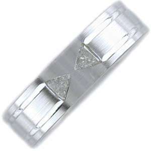 Trillion Cut Diamond, 14Kt. White Gold. Diamond Comfort Fit Wedding 