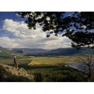  A Hiker Looks over the Teton Wilderness Area, Wyoming 