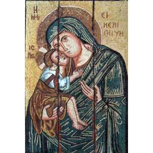  38x58 Awesome Mary And Jesus Icon Marble Mosaic Mural 