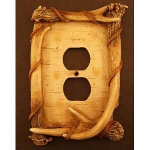   Sky Carvers Birch Bark and Faux Antler Outlet Cover: Home Improvement
