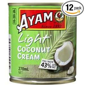 Ayam Premium Coconut Cream, Light, 9 Ounce (Pack of 12)  