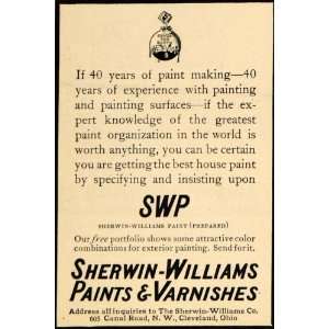  1912 Ad 40 Years Sherwin Williams Paints Varnishes SWP 