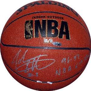  John Starks Autographed Indoor/Outdoor Basketball with 96 