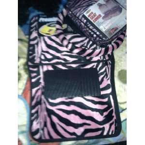  Pink Zebra Auto Seat Cover Animal Print Car Mat and Wheel 