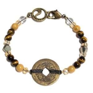   , Pyrite and Tigers Eye The Sun Bracelet with Coin   7.5 Jewelry