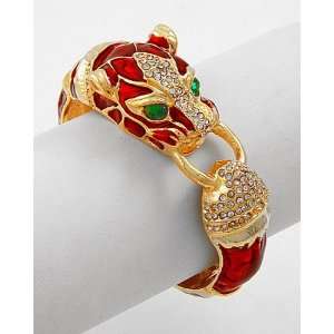    Red Gold Cubic Zirconia Panther Cat Bracelet: Home & Kitchen