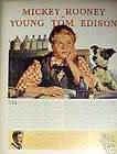 1940 Mickey Rooney Movie Star Young Tom Edison Art AD