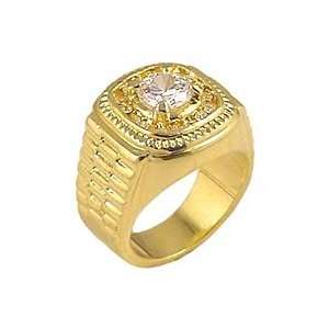   Solitaire Clear Cubic Zirconia Gold Tone Ring, Size: 8 13: Jewelry