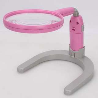 LIGHTED TABLE TOP DESK MAGNIFIER MAGNIFYING GLASS Pink  