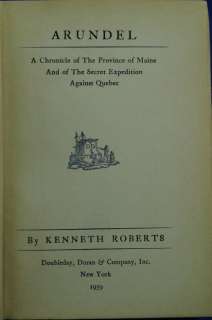 Vintage Old 1939 Kenneth Roberts Arundel Hardcover Book  