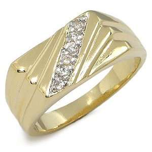    Mens CZ Rings   14K Gold Plated Mens CZ Wedding Ring: Jewelry