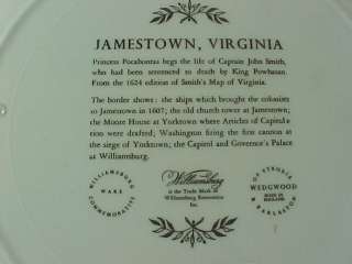 Wedgwood Williamsburg Jamestown Smith Pocahontas Plate  