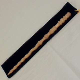 Hand Carved Ash Wood Magic Wand w/ Velvet Storage Bag Wiccan Wizard 