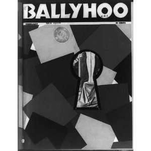 Cover of Ballyhoo,1932 Feb.,with view of models? legs through keyhole