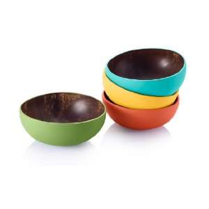  Bambu 5 1/2 Inch Coconut Bowls, Set of 4, Multi Color 