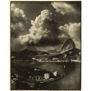 1931 Print Sugarloaf Mountain Rio de Janeiro Cumulus Clouds Botafogo 