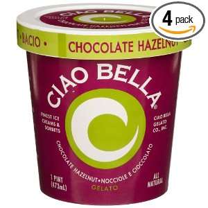 Ciao Bella Chocolate Hazelnut Gelato, 16 Ounce Cups (Pack of 4 