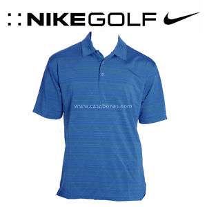 Nike Tiger Woods Dri Fit Texture Stripe Polo Shirt GOLF  