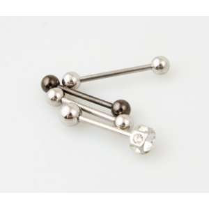  Assortment of 4 Straight Barbells / Belly Rings with CZ 