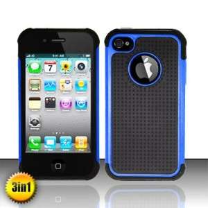 BLUE TRIPLE LAYER HYBRID IMPACT HARD CASE PHONE COVER IPHONE 4 4S 