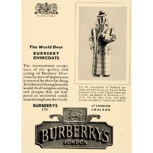   Ad Burberry London Overcoat Plaid Fedora Trench   Original Print Ad