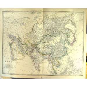 MALAYSIA RUSSIAN EMPIRE CHINESE TIBET CHINA INDIA JOHNSTON ANTIQUE MAP 