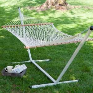   Island Bay Cotton Rope Hammock with Metal Stand: Patio, Lawn & Garden