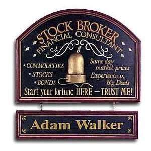  Personalized Stock Broker Wooden Sign: Home & Kitchen
