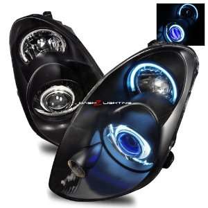 03 04 Infiniti G35 4 Door Black CCFL Halo Projector Headlights Blue