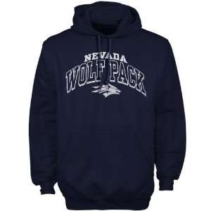  Nevada Wolf Pack Navy Blue Arched Hoody Sweatshirt: Sports 